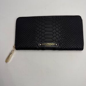 Jack French London Leather Wallet Black Zip Around Black